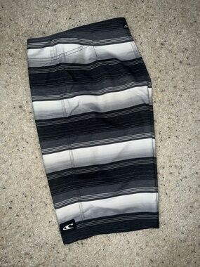 O'Neill Black & White Horizontal Stripe Boardshorts